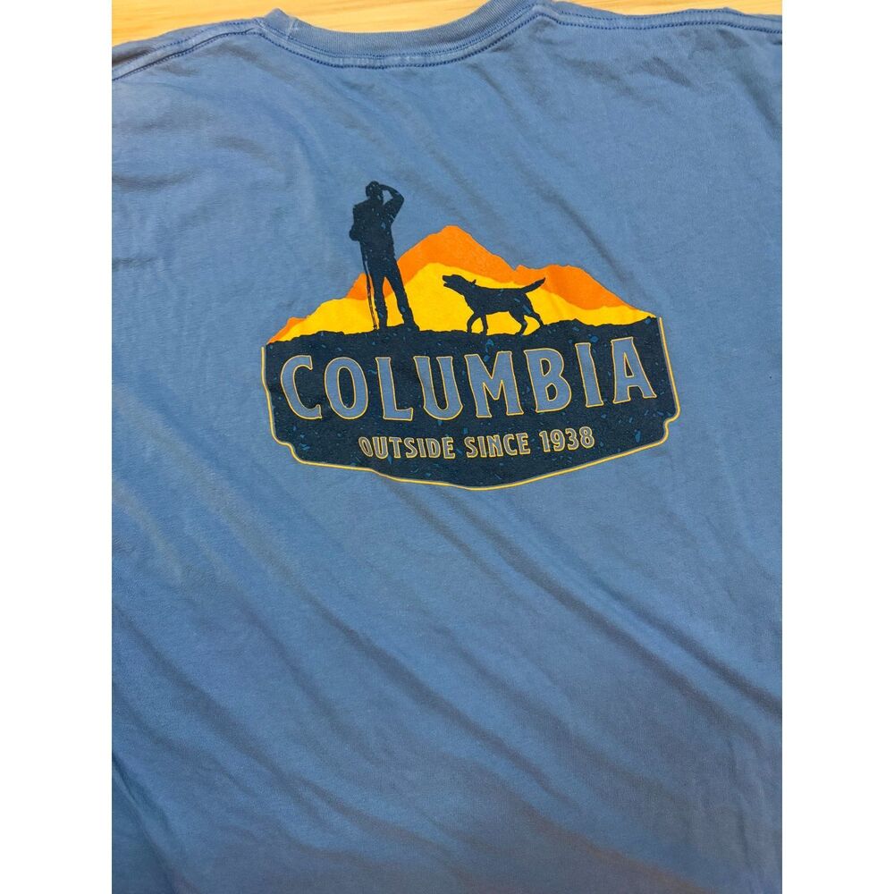 Columbia Sportswear Hiking Dog Graphic T-Shirt Slate Blue Men's 3X Big 3TG